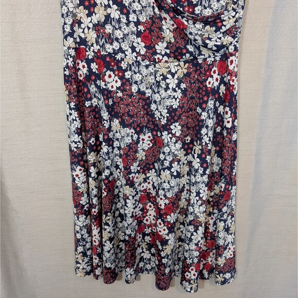 Kaileigh Floral Faux Wrap Dress Navy Red Size XLarge Dark Fairy Whimsygoth - Picture 8 of 10